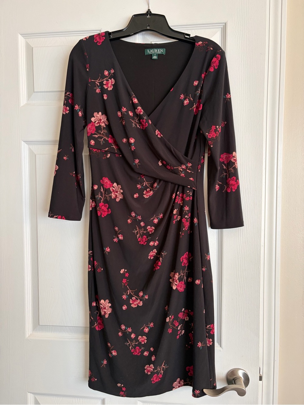 Lauren Ralph Lauren Black Dress with Pink Floral Print